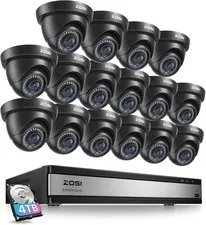 ZOSI 16CH H.265 1080P Home Security Camera System 4TB Outdoor CCTV Dome Camera
