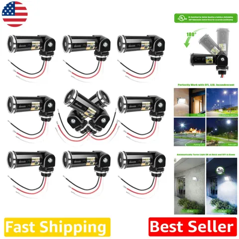 10 Pack Dusk to Dawn Sensor, Heavy-Duty Photoelectric Switch,  Listed, 120-27...