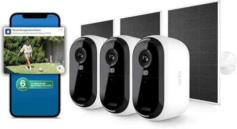 Arlo Essential Security Camera (3rd Gen - 2025 Release) 3 Cam + 3 Solar Panels +