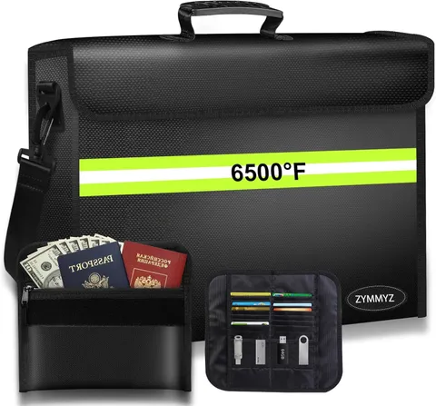 Fireproof Document Bag with Lock, Waterproof, 10 Layers Insulation, Portable