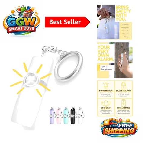 Compact 130dB Personal Alarm Keychain - Rechargeable SOS Light Device for Women