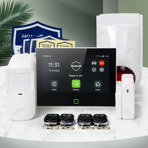 HOMSECUR Wireless WIFI 4G 2G LCD Home House 7" Alarm System+Wireless Flash Siren