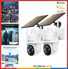 Solar Security Cameras Wireless Outdoor 2K WiFi PTZ with Color Night Vision