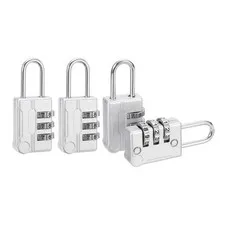 4Pcs Resettable 3 Digit Combination Lock Code Padlock, Gray (56 x 24mm)