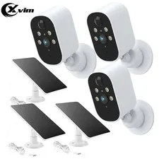 3Pcs Solar Camera Wireless Battery Powered Security Camera System Outdoor WiFi