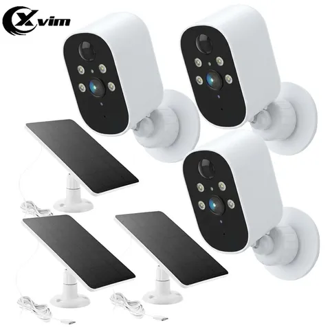 3Pcs Solar Camera Wireless Battery Powered Security Camera System Outdoor WiFi