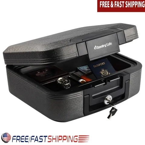 Fire Water Resistant Safe Key Lock Protect Valuables Digital Media Documents New