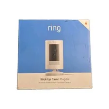 Ring Stick Up Cam Plug-In Indoor Outdoor Security Camera White NEW