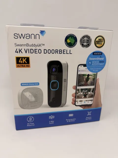 Swann Buddy4K UHD Wireless Video Doorbell & Chime Ultra-Wide 165° View Smart