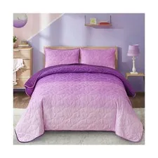Purple Quilt Set Queen Ombre Quilt Sets Reversible Bedding Set 3PCs... Fast Ship