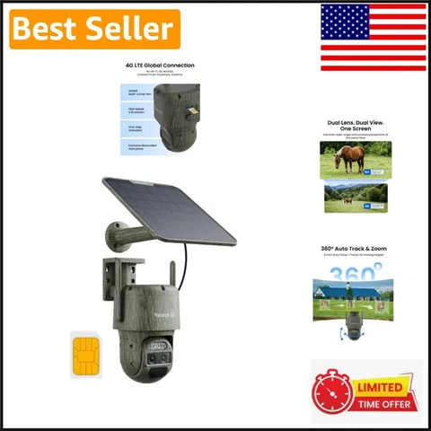 8MP Dual Lens Cellular Trail Camera with 360° Pan & Tilt - No Wi-Fi Needed