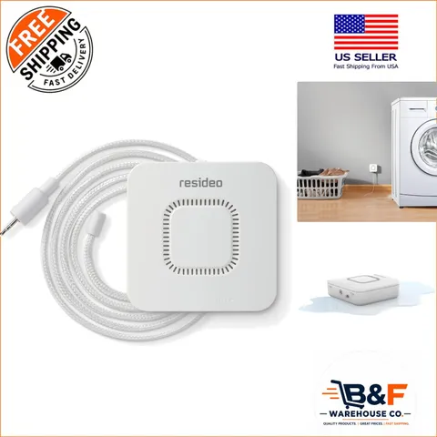 Elegant Water Leak Detection System - 5ft Cable, 100dB Alarm, Rwd42 White