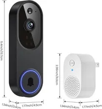 1080P Wireless Wi-Fi Video Doorbell Camera with Two Way Audio, Night Vision, ...