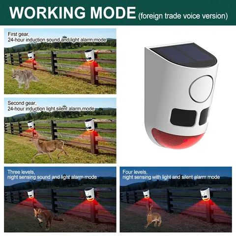 Solar Motion Sensor Alarm Shed Alarm Infrared Outdoor Home Security System 120dB