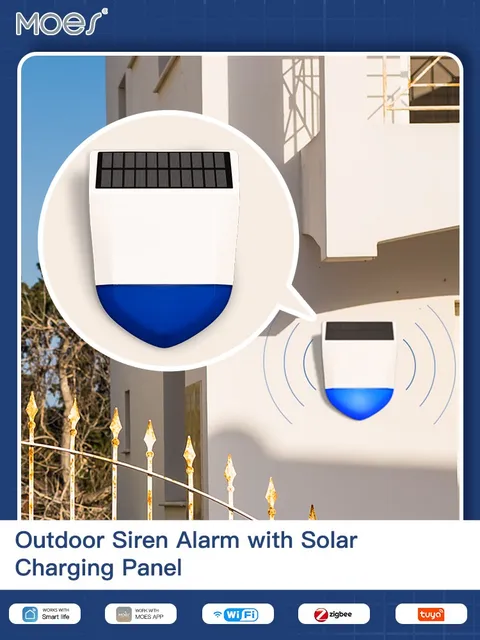 TaiNen ZIGBEE Tuya Smart Home Alarm Outdoor Solar Powered Sound Light Alarms