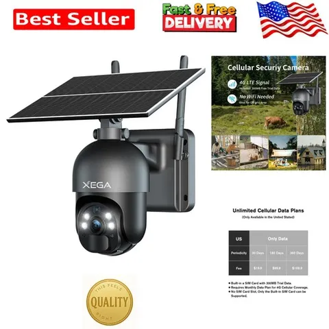 4G LTE Cellular Security Camera with Built-in SIM - Solar Powered Protection