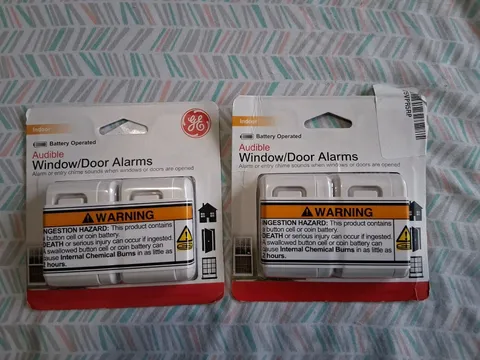 GE Indoor Audible Window & Door Alarms 4 Total Sensors (2 Packs of 2) New Sealed