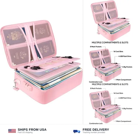 BALEINE Fireproof Document Box with Lock, Portable Fireproof Document Bag Wat...