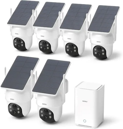 Aosu SolarCam D1 Classic Solar‑Powered Wireless Security Camera Kit 6 Cam System