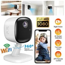 1080P Home Security Indoor Camera WiFi Plug&Play Night Vision 2-Way Surveillance