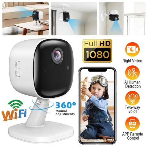 1080P Home Security Indoor Camera WiFi Plug&Play Night Vision 2-Way Surveillance