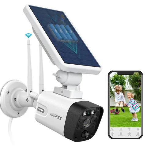 OOSSXX Solar Outdoor 4.0MP Wireless Security Camera WiFi Solar Powered
