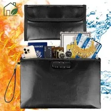Fireproof Document Bag with Lock Waterproof Pouch Storage for Money File Cash