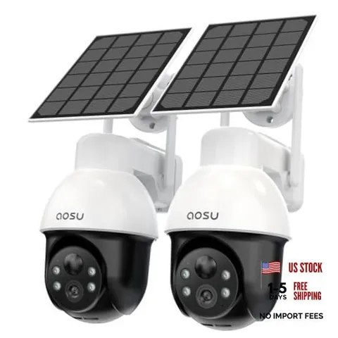 3K 5MP Solar Security Camera Wireless Outdoor PTZ 360° Smart Tracking | 2 Pack
