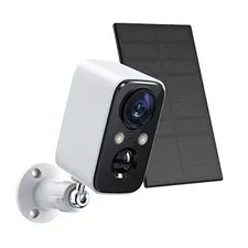 Solar Panel Security Cameras Wireless Outdoor - Battery Powered 1Pack-White
