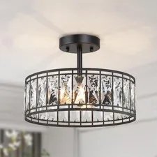 KSANA Modern Farmhouse Crystal Semi 12.5" x x 9.5", Black & 