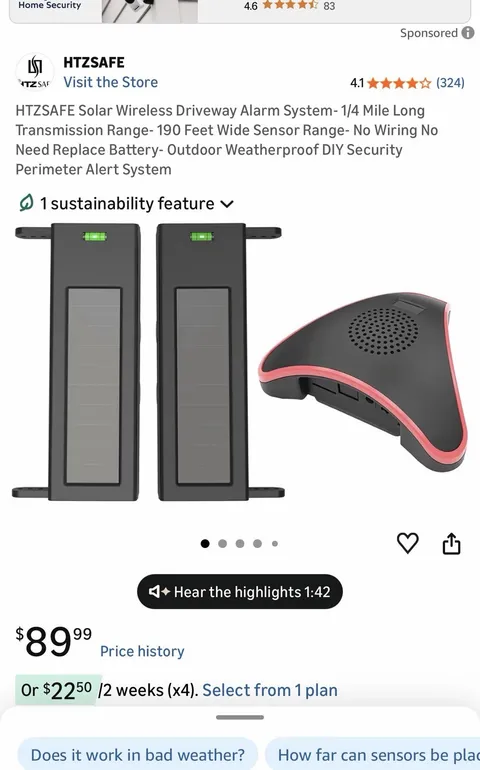 HTZSAFE Solar Wireless Driveway Alarm System