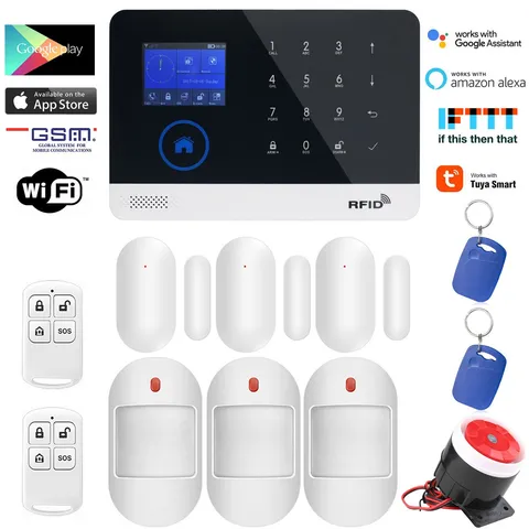 D15 WiFi Tuya APP GSM Wireless Home Security Alarm Burglar System+Alexa+Google