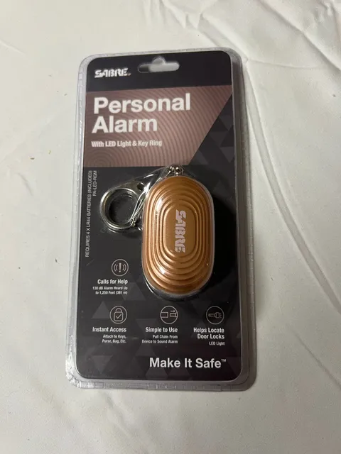SABRE Person Alarm 2-in-1 LED Light KeyChain Rose Gold New 