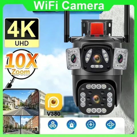 4K Outdoor WiFi Camera Dual Lens Three Screen Auto Tracking IP Surveillance LOT
