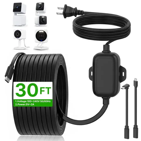 25FT Outdoor Power Adapter for WYZE Cam Pan V4/ V3/ Duo Cam Pan, Cam V4/ V3/ Cam
