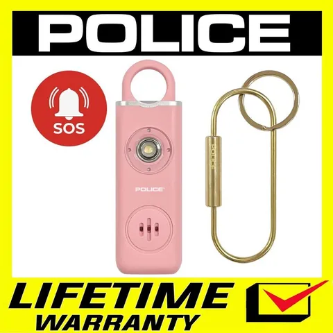POLICE Personal Alarm Keychain Emergency Siren Flashlight Rechargeable Pink