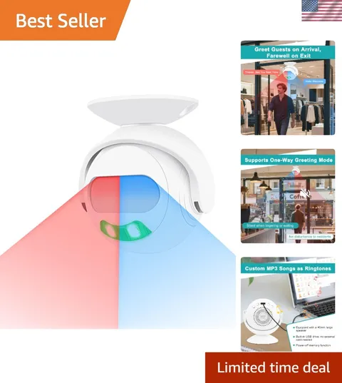 Battery-Powered Infrared Door Sensor Chime | 39 Tones with Easy Installation
