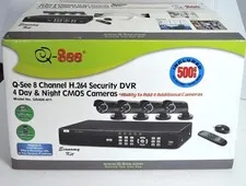 NOS Q-SEE QS408-411 SECURITY SYSTEM DVR 8 CHANNEL 500GB 4 INDOOR/OUTDOOR CAMERAS