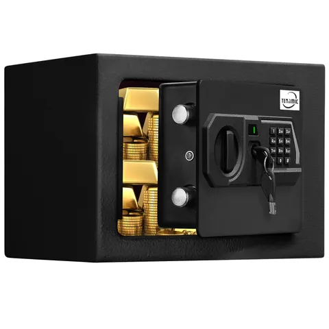 0.23 Cu Ft Electronic Digital Safe Box Keypad Lock Alloy Steel Black HB17