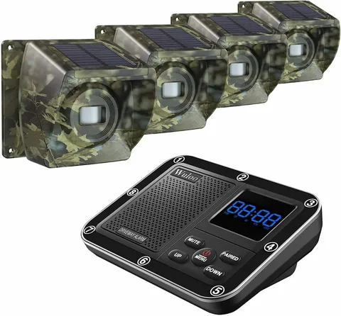 Wuloo 1/3 Mile Solar Driveway Alarms Wireless Long Range for Home Yard Security
