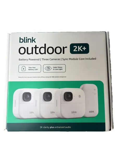 Blink Outdoor 2K+ Wireless Security Cameras 3 Camera System (White)