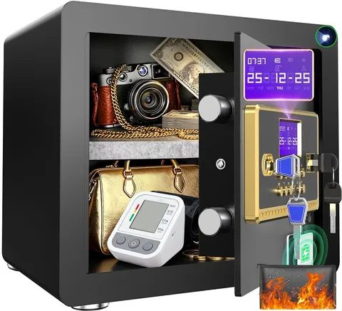 Safe Box with Digital Keypad & Alarm System - Electronic Lock Box for Jewelry...