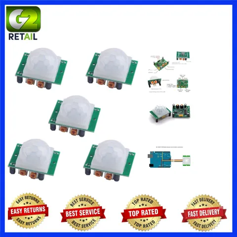 5pcs HC-SR501 PIR Motion Sensors for Arduino & Raspberry Pi - 21 Feet Range