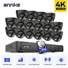 ANNKE 16CH NVR 4K POE 180° Dual Lens Security Camera System Two Way Audio Color