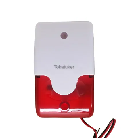 Tokatuker DC9 to 12V Wired Strobe Siren Red Light Sound Flash Buzzer Siren Ho...