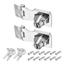 2Pcs 2.5Inch Keyed Hasp Locks Twist Knob Locking Keyed Different, Silver