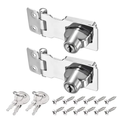 2Pcs 2.5Inch Keyed Hasp Locks Twist Knob Locking Keyed Different, Silver