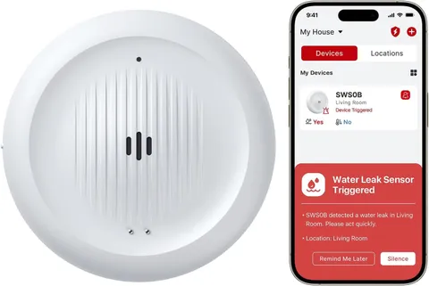 Wi-Fi Water Leak Detector for Home - Smart 2-In-1 Leak & Low-Temperature Sensor 