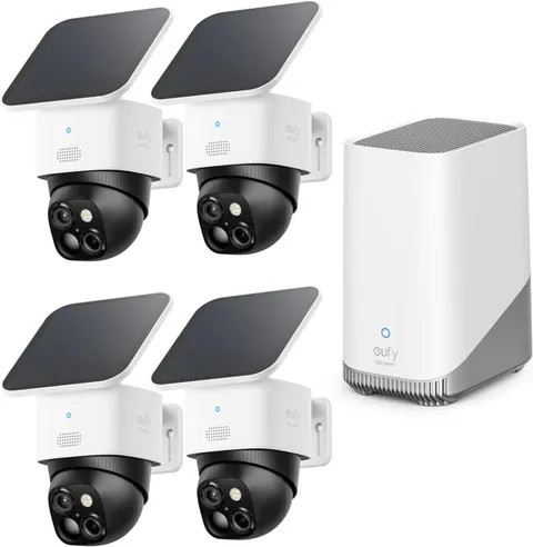 eufy SoloCam S340 Solar Wireless Outdoor Camera 4-Cam Kit 360° Pan & Tilt Wi-Fi
