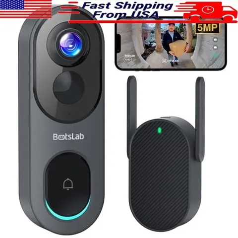 5MP Wireless Doorbell Camera AI Detection 180° View 2-Way Talk Easy Install New